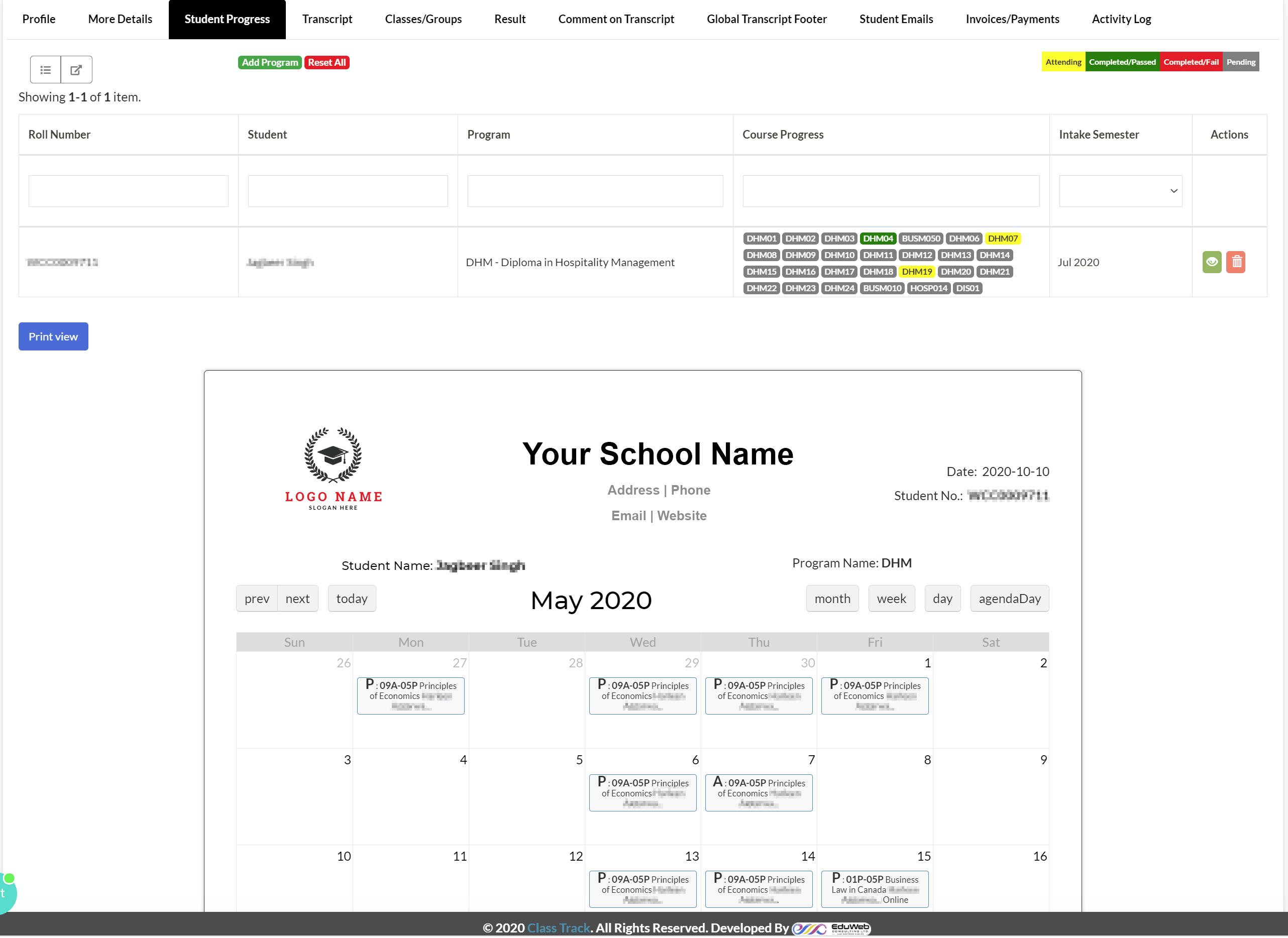 Student progress